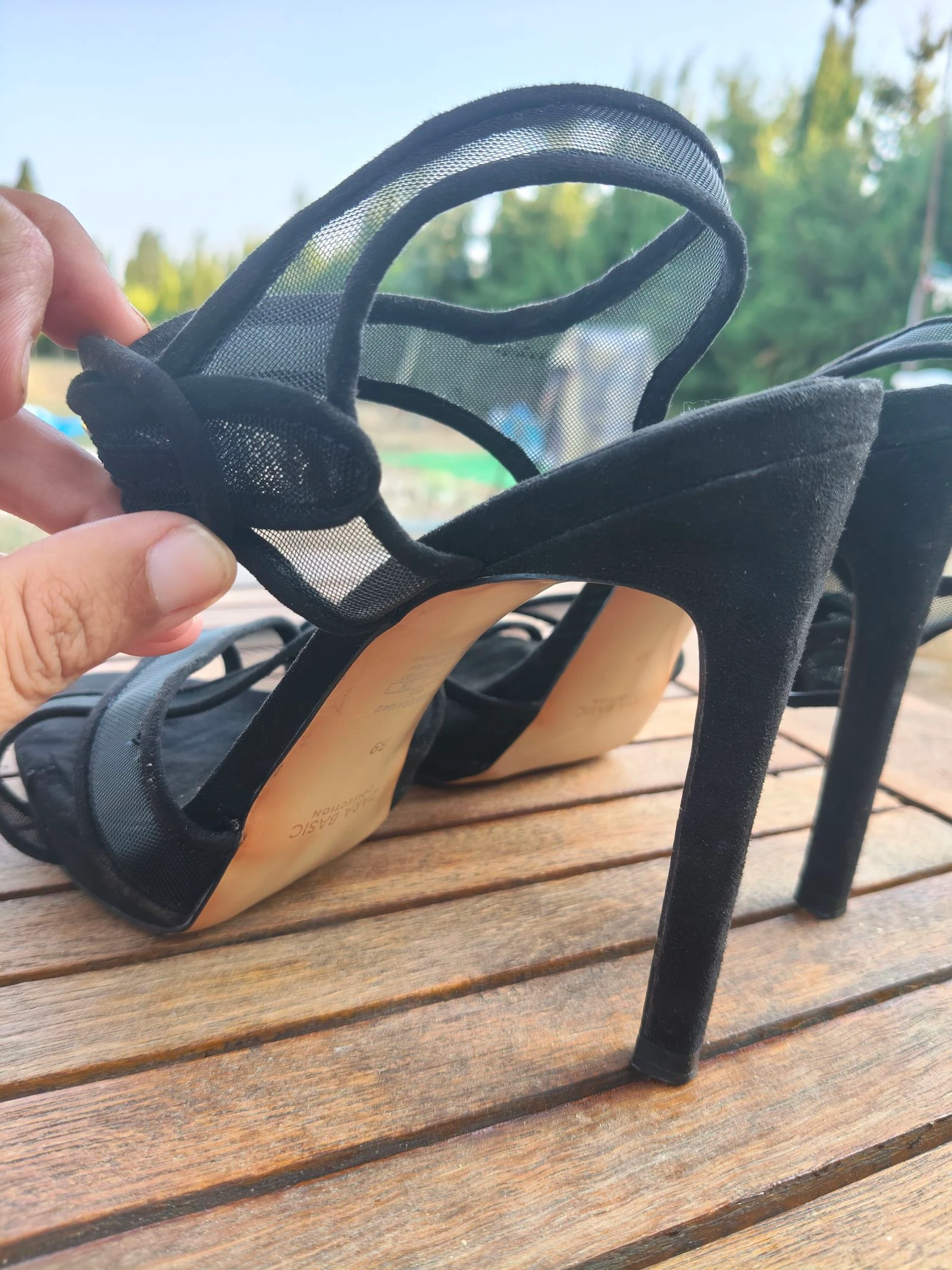 Zara-Hoge hakken sandalen met mesh dames 39 zwart zomer/herfst – photo 7